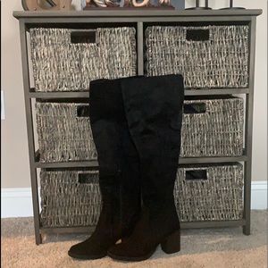 Over the knee black suede boots